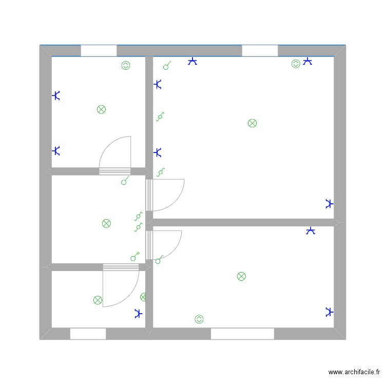 Etage-agatha. Plan de 4 pièces et 35 m2