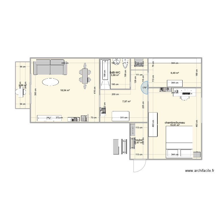 plan Rosemont, 2. Plan de 8 pièces et 59 m2