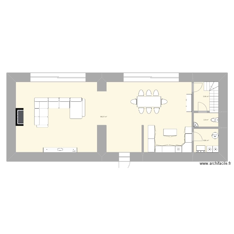 Maison. Plan de 4 pièces et 112 m2