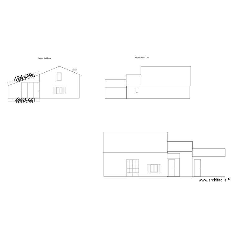 Facade ebauche. Plan de 0 pièce et 0 m2