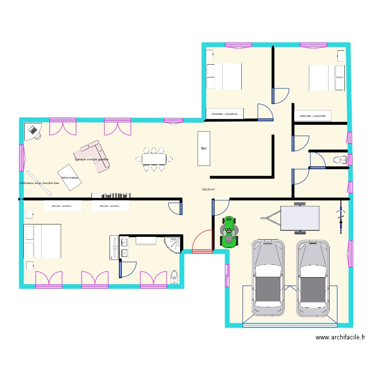 projet. Plan de 1 pièce et 183 m2