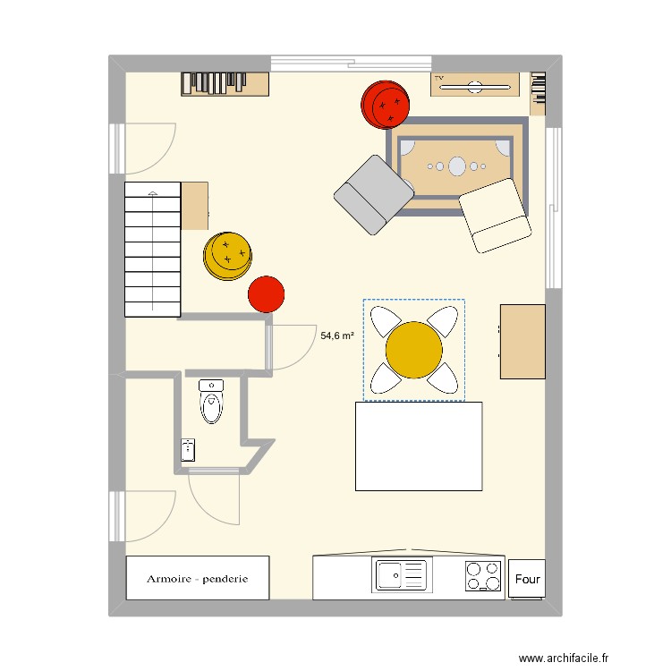 Pérignat. Plan de 1 pièce et 55 m2