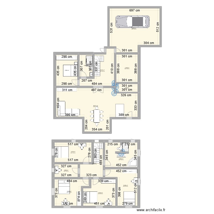 Nelly. Plan de 14 pièces et 230 m2