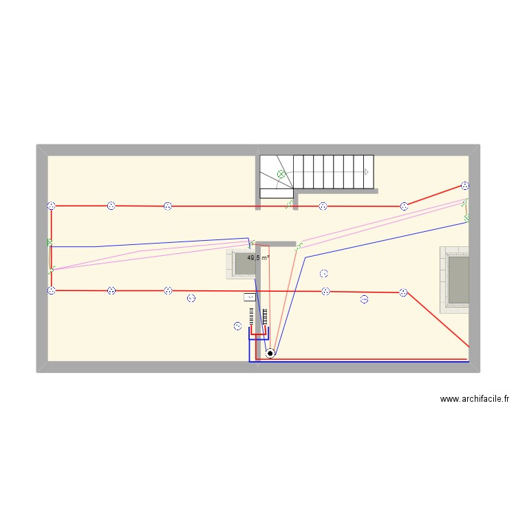 Comble. Plan de 1 pièce et 50 m2