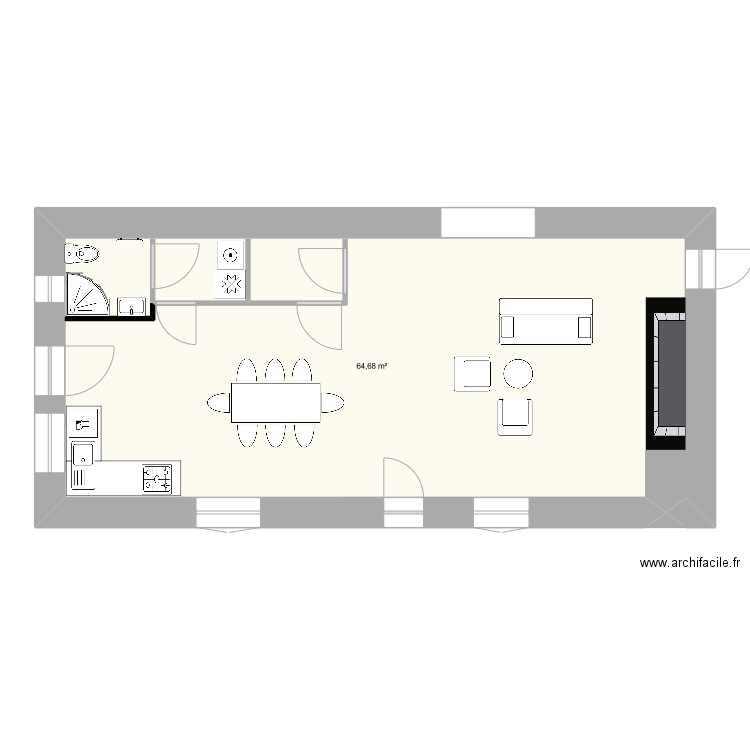 Combalier 2. Plan de 1 pièce et 65 m2