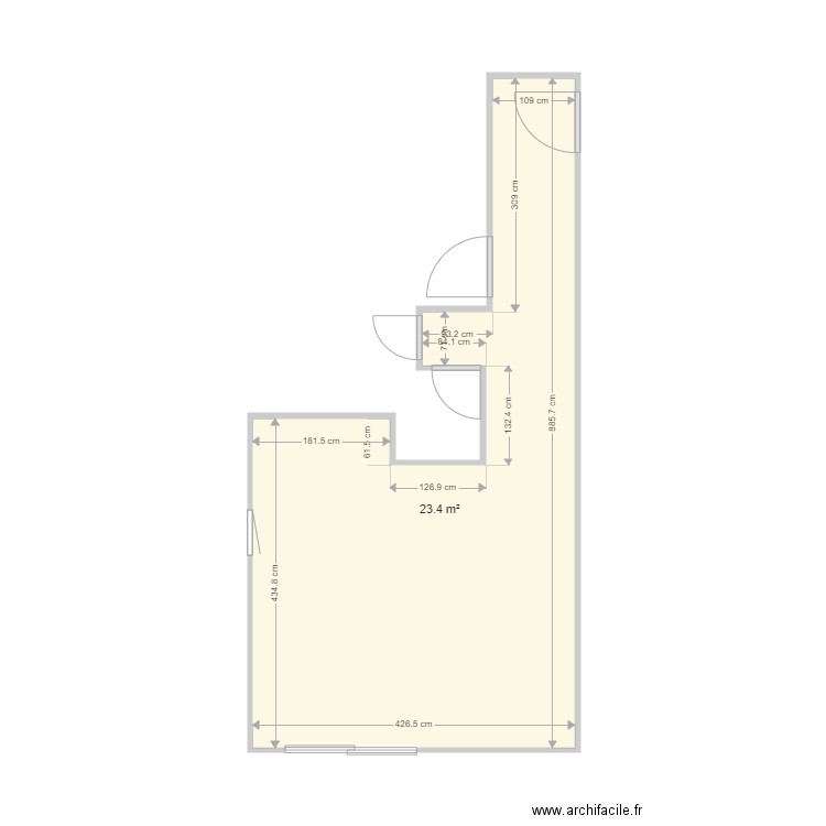 ABADIE. Plan de 1 pièce et 23 m2