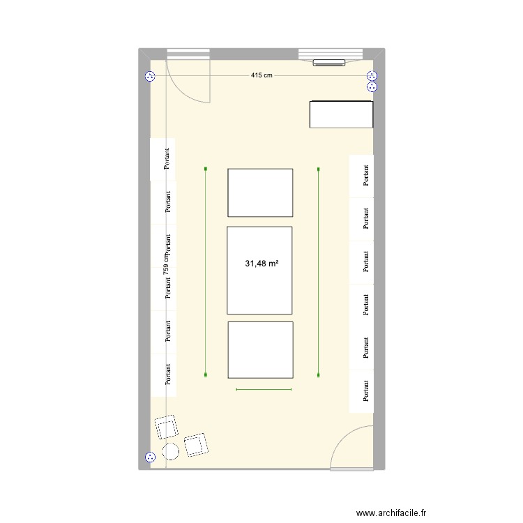 Dresstafrip. Plan de 1 pièce et 31 m2