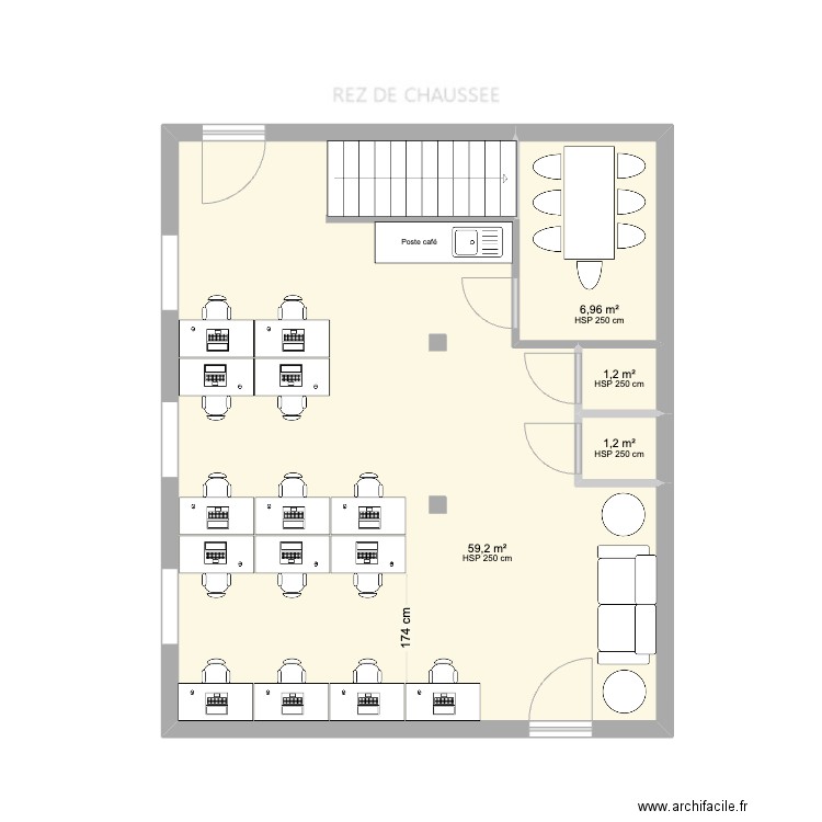 Librairie v2. Plan de 4 pièces et 69 m2