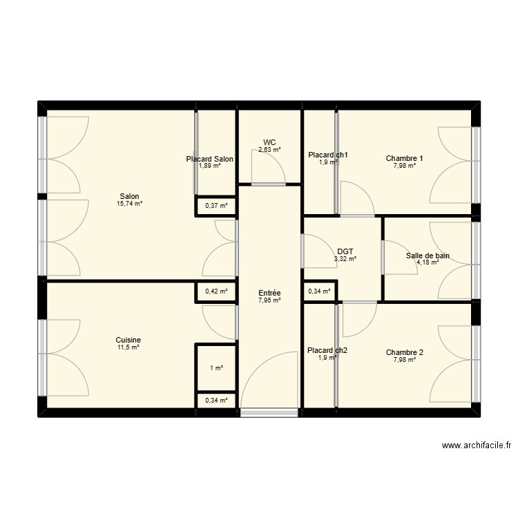 lgt fonction V2 Sadira/Nadira. Plan de 16 pièces et 69 m2