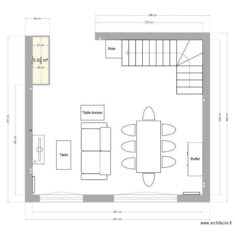 salon sav. Plan de 1 pièce et 1 m2