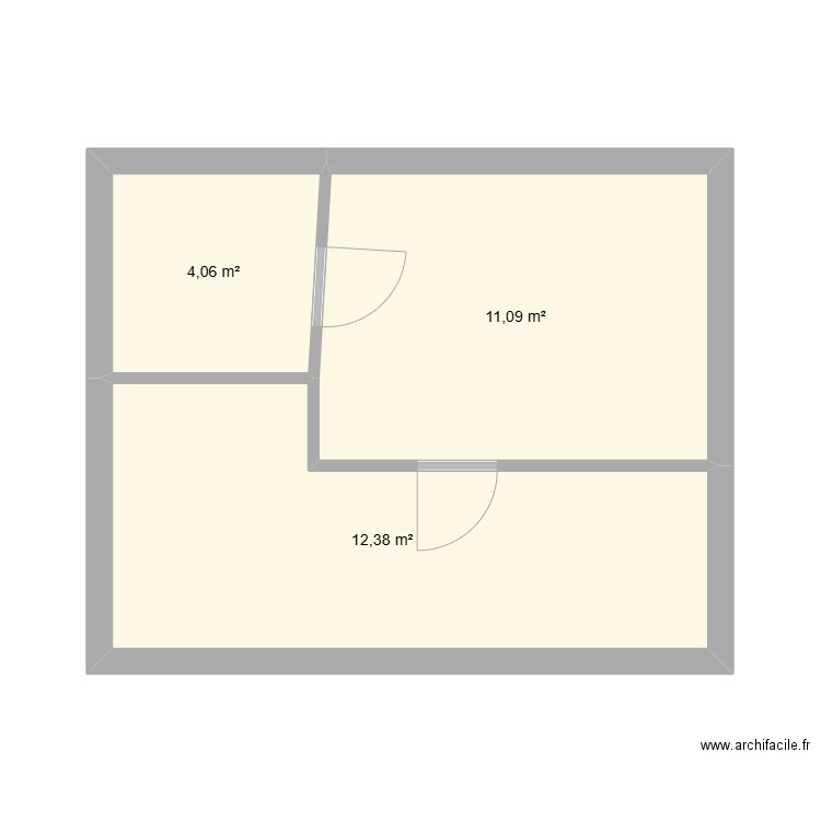 Local. Plan de 3 pièces et 28 m2