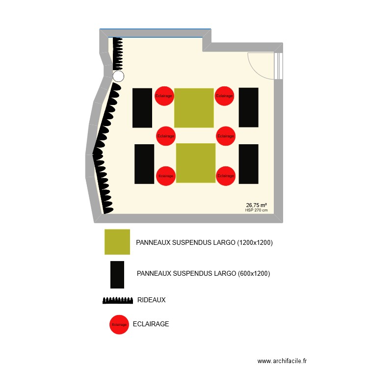 SALLE CHOPIN - CONSRVATOIRE FLEURY LES AUBRAIS. Plan de 1 pièce et 27 m2