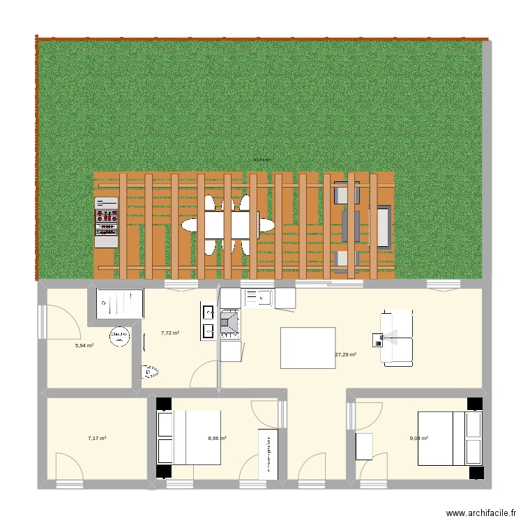 gite etable. Plan de 6 pièces et 66 m2