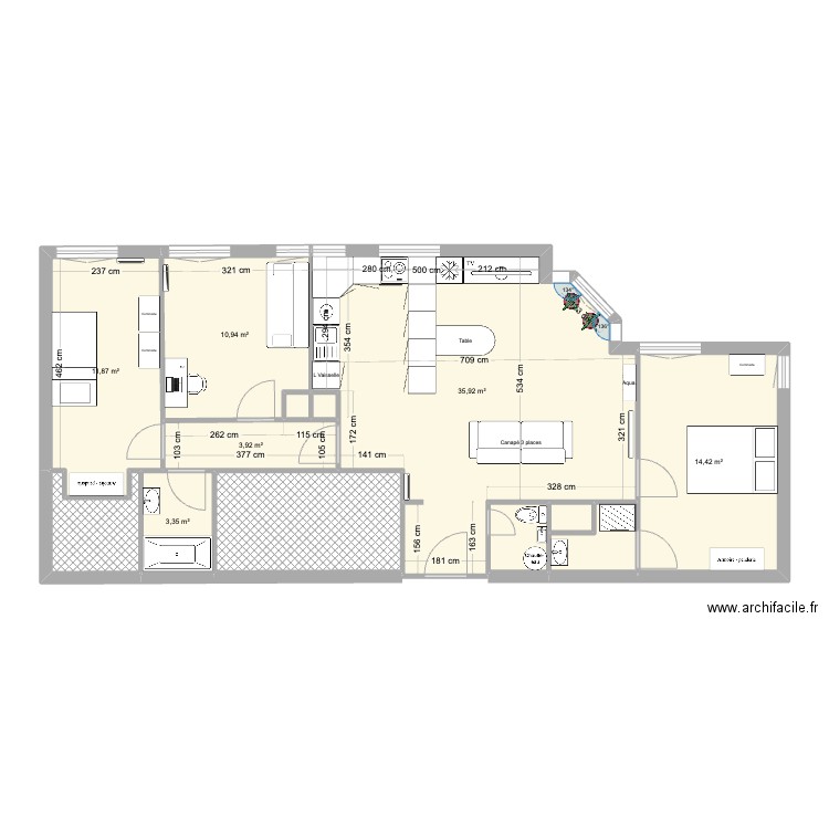 Chez moi toutes pieces - ouverture. Plan de 13 pièces et 98 m2