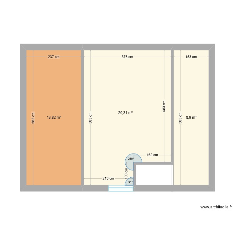 GIVENCHY. Plan de 3 pièces et 43 m2