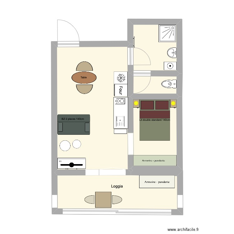 Appartement Amélie les Bains Palalda. Plan de 5 pièces et 39 m2