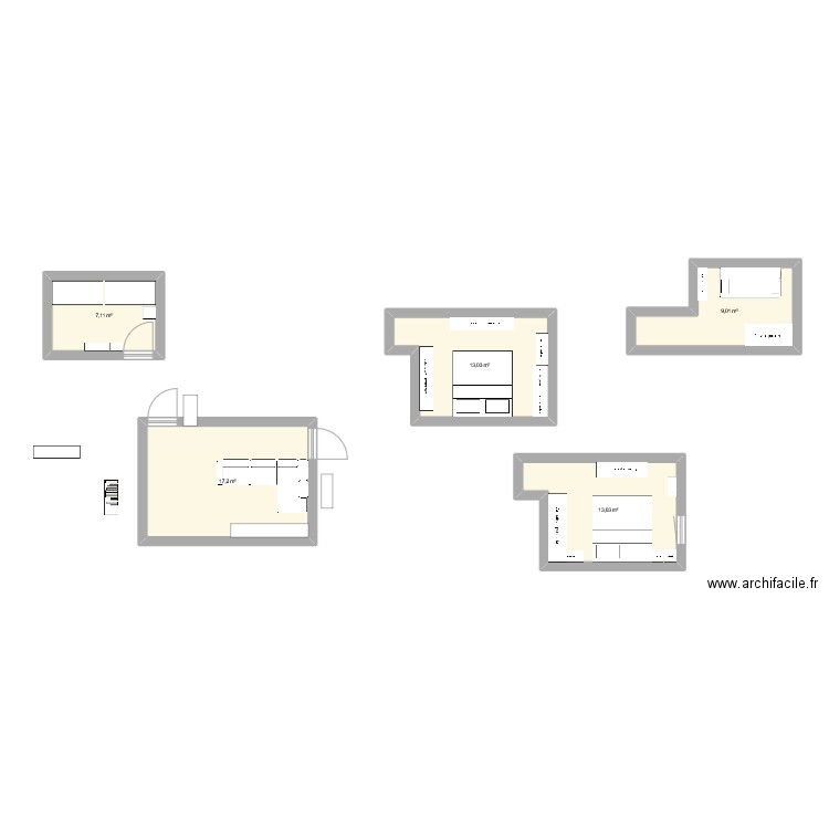 Plan. Plan de 5 pièces et 59 m2