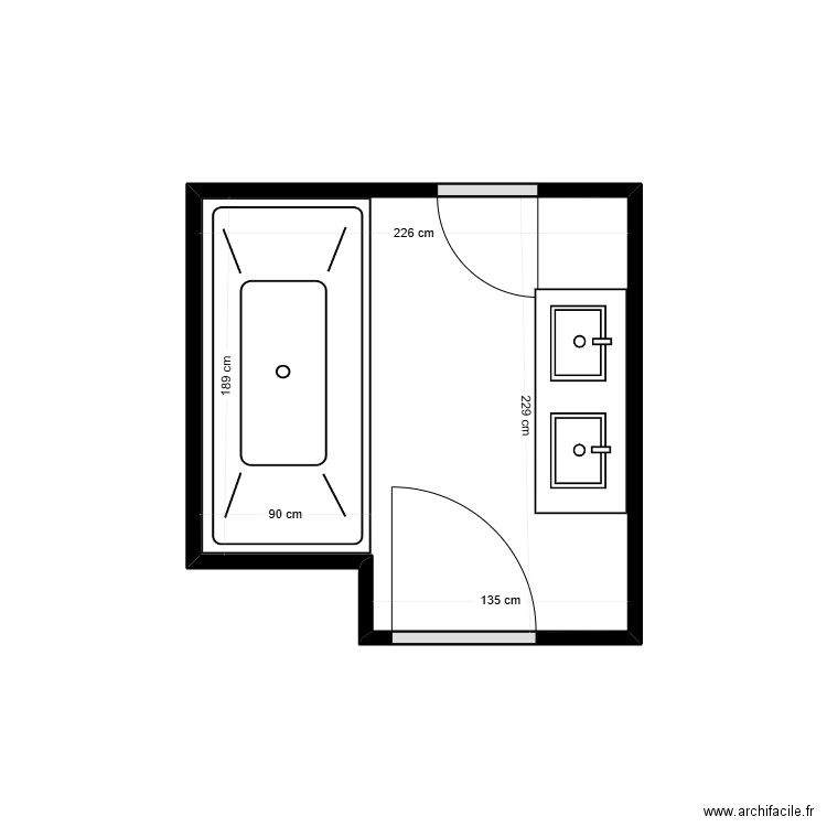 SDB CLIENT. Plan de 1 pièce et 5 m2