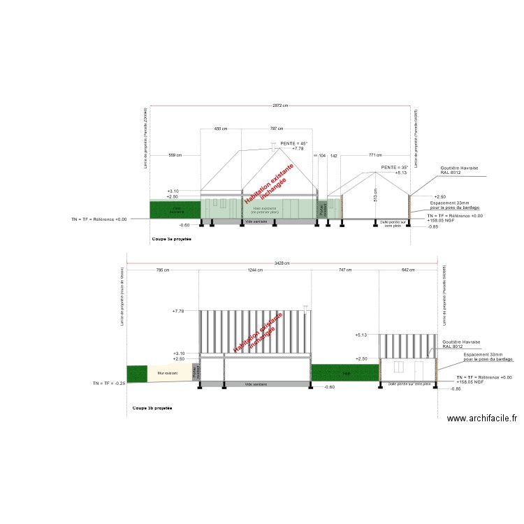 plan de coupe. Plan de 0 pièce et 0 m2