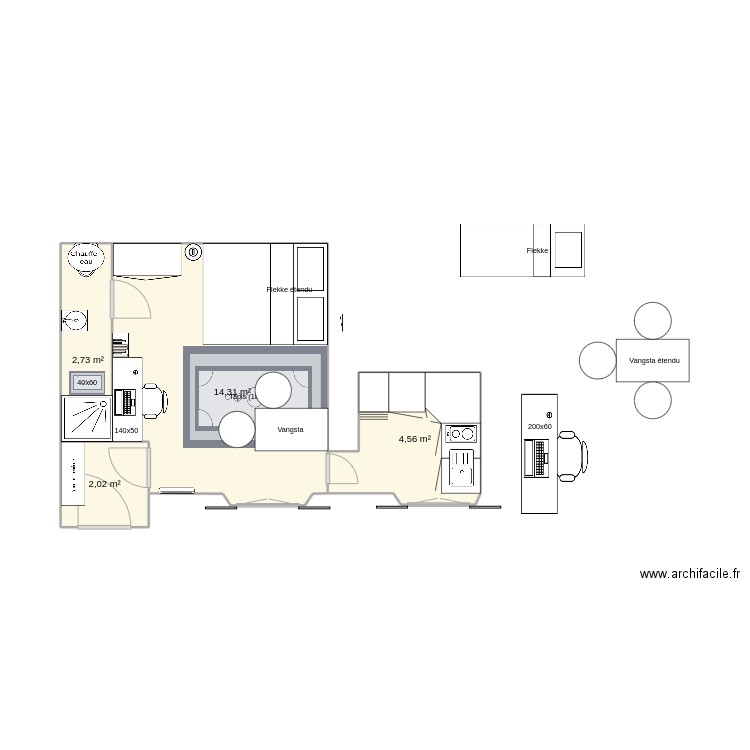 myfirststudio_amenagé2. Plan de 4 pièces et 24 m2