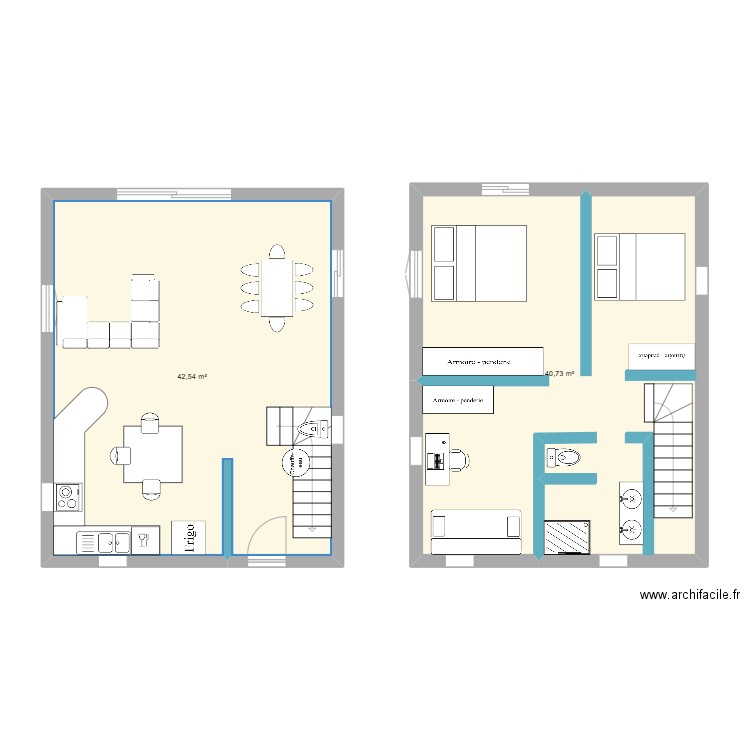 Plan N°2- maison LE SAMBUC. Plan de 2 pièces et 83 m2