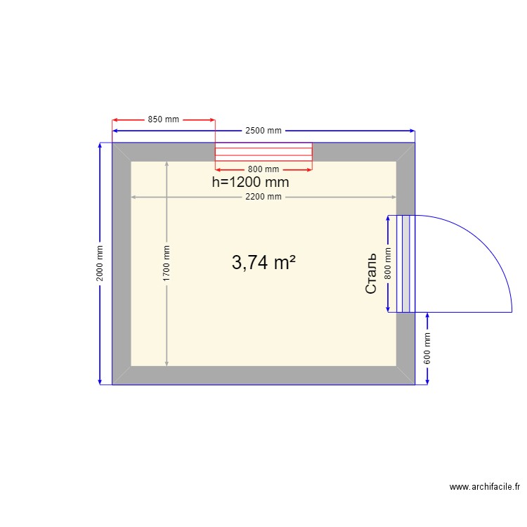 Яншино малые. Plan de 1 pièce et 4 m2