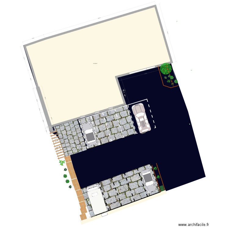 parking pharma en pavé. Plan de 1 pièce et 273 m2