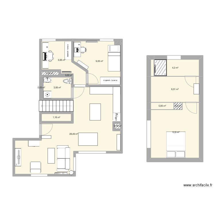 MoulinSuite2. Plan de 14 pièces et 73 m2