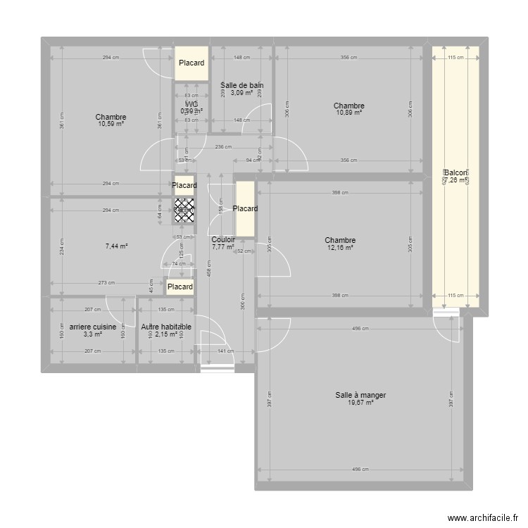 appartement rozelay T4a. Plan de 16 pièces et 87 m2