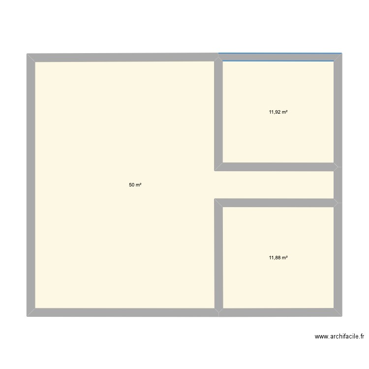 maison bois. Plan de 3 pièces et 74 m2