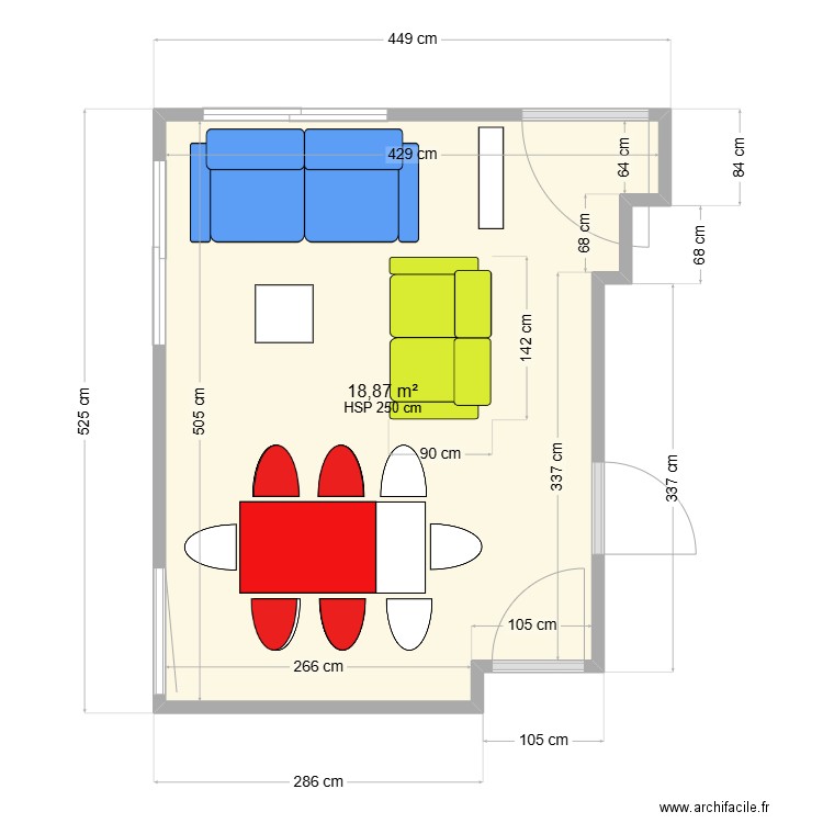 Salon Veyrier. Plan de 1 pièce et 19 m2