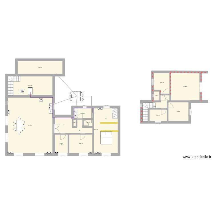 Version 2. Plan de 15 pièces et 207 m2