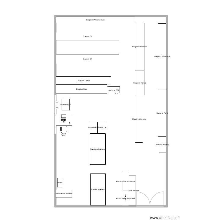 Maintenance. Plan de 1 pièce et 84 m2