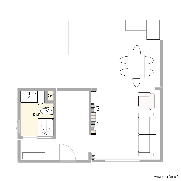 salle d eau. Plan de 2 pièces et 4 m2