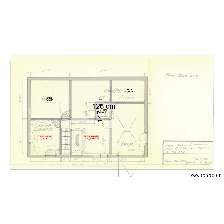 Sous-sol. Plan de 6 pièces et 52 m2