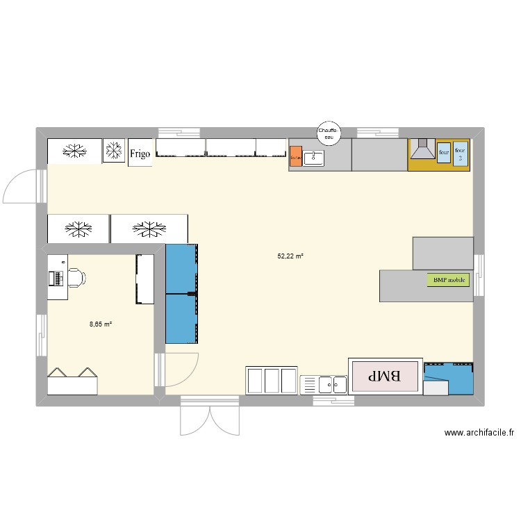 labo biovalo. Plan de 1 pièce et 60 m2