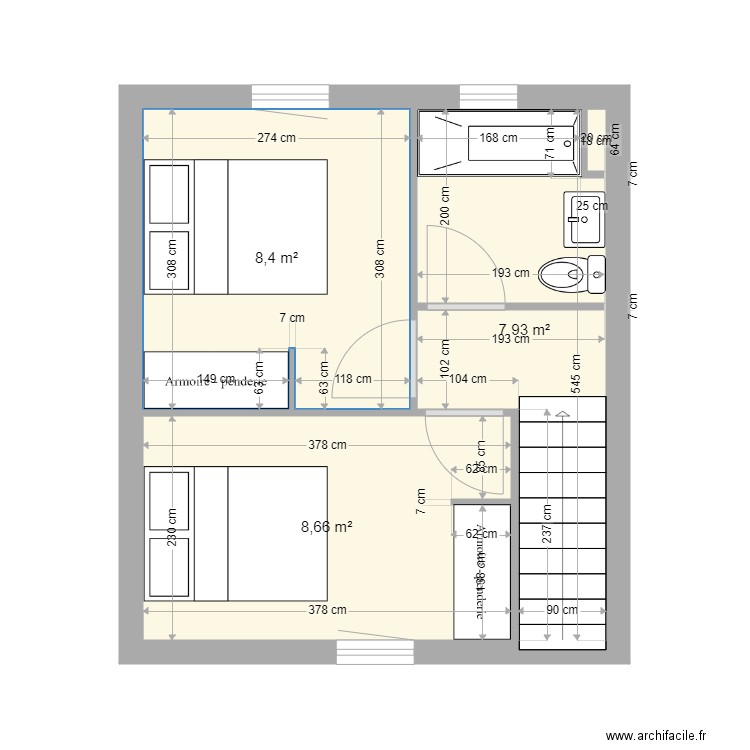 aPPART n2. Plan de 3 pièces et 25 m2