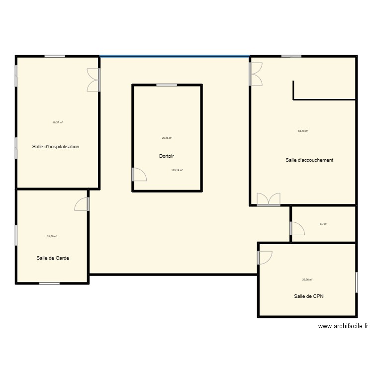  VUE EN PLAN MATERNITE GBAPKODJI . Plan de 7 pièces et 317 m2