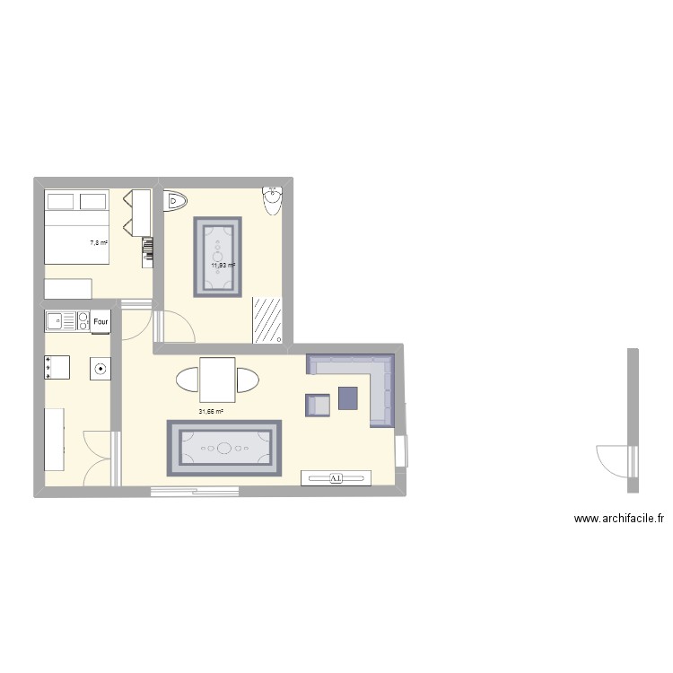 arsene's house. Plan de 3 pièces et 51 m2