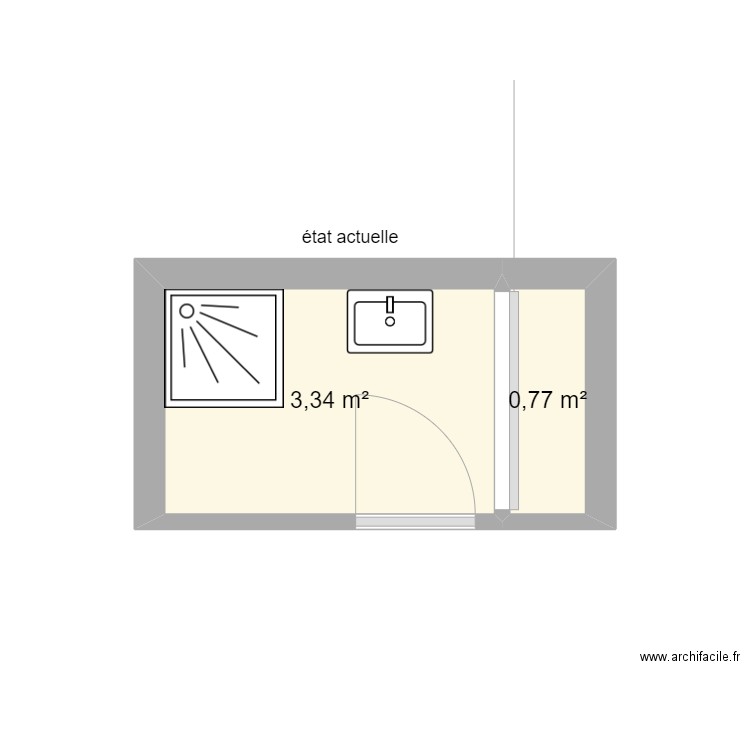 FAUREAU . Plan de 2 pièces et 4 m2