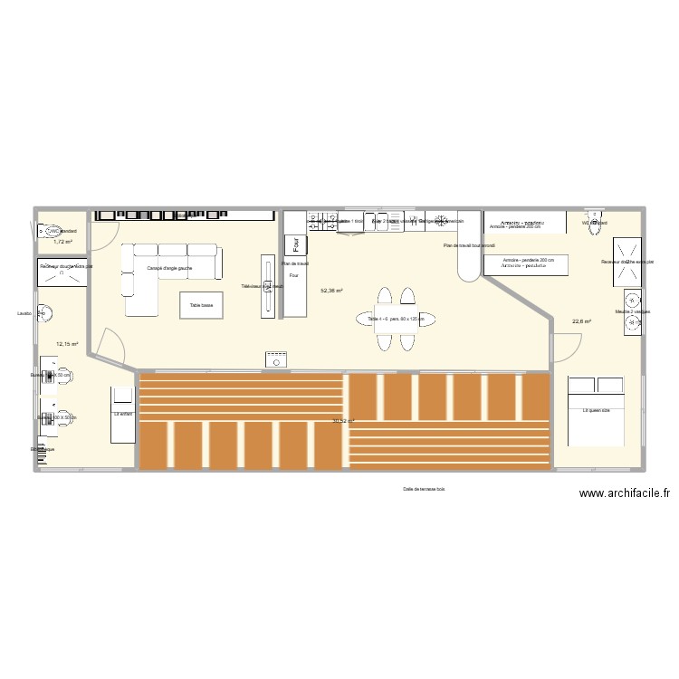 mobil home. Plan de 5 pièces et 119 m2