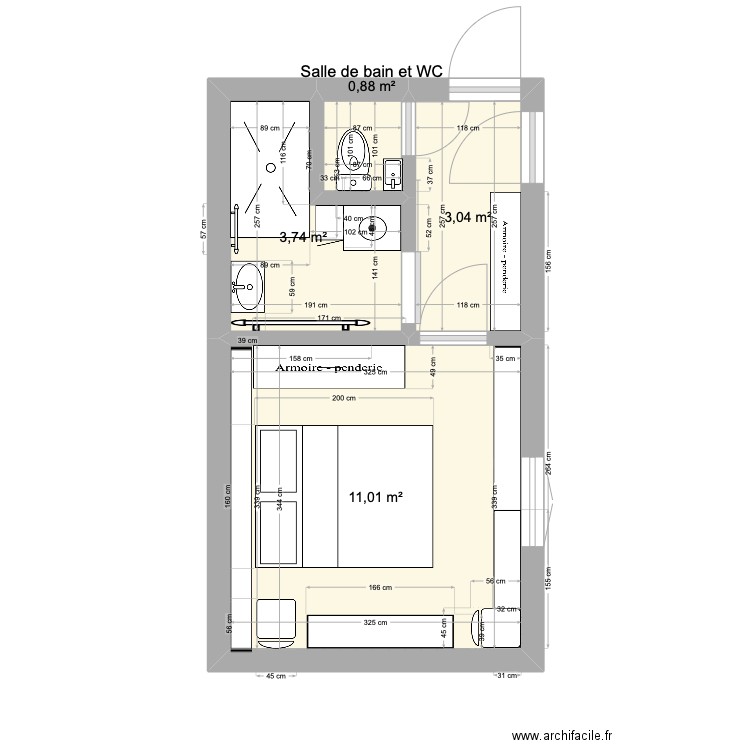 quib 3. Plan de 4 pièces et 19 m2