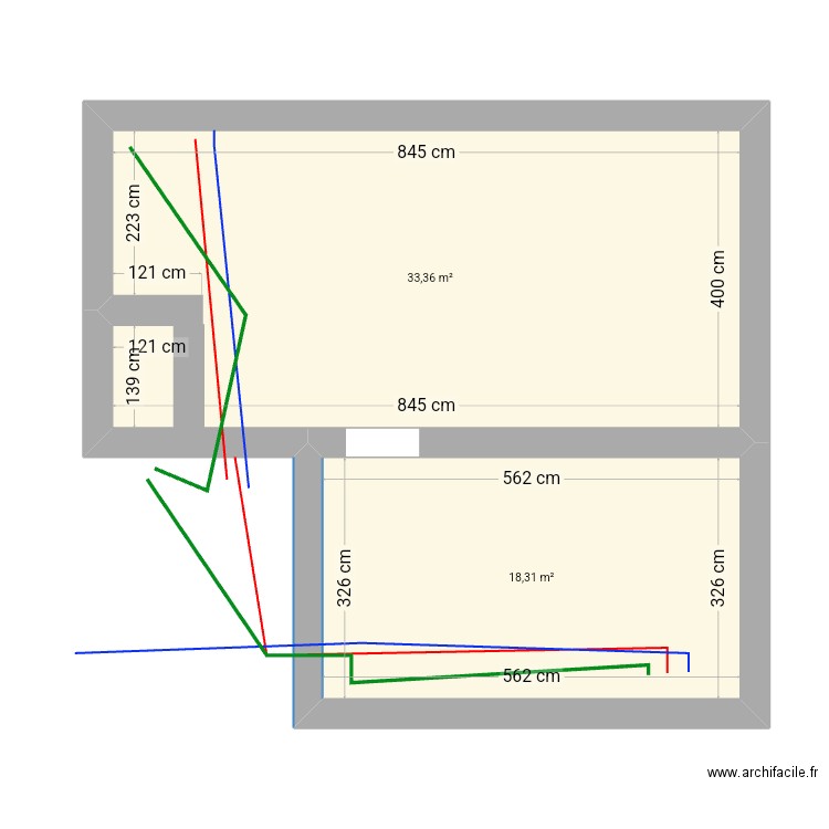 Vide ventile . Plan de 2 pièces et 52 m2