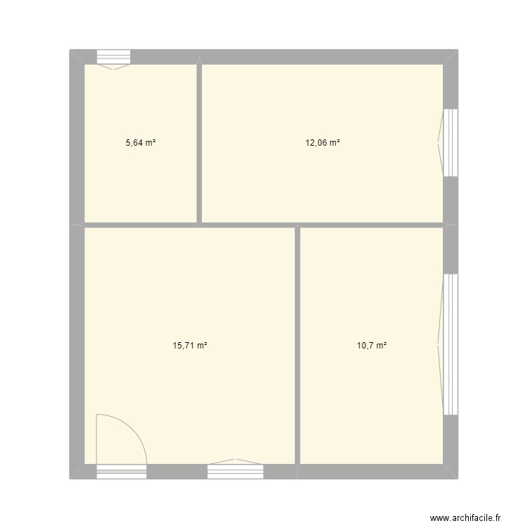 trinite 1er. Plan de 4 pièces et 44 m2