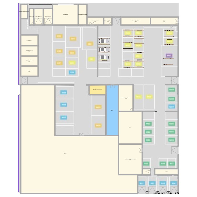 Garage. Plan de 22 pièces et 1242 m2