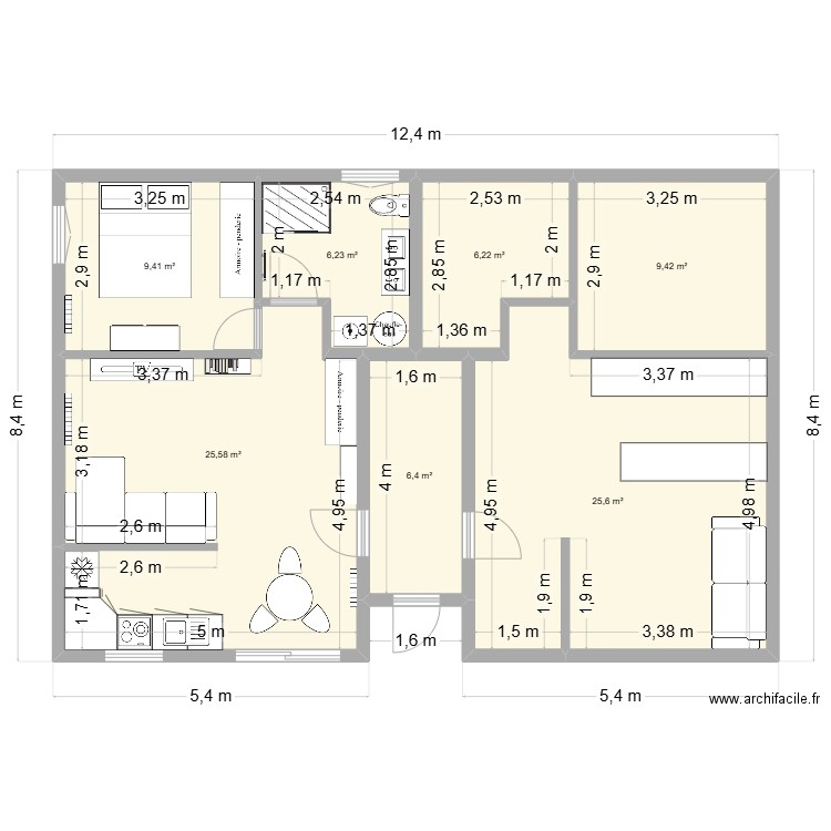 PLAN MAISON 4 APPT. Plan de 7 pièces et 89 m2