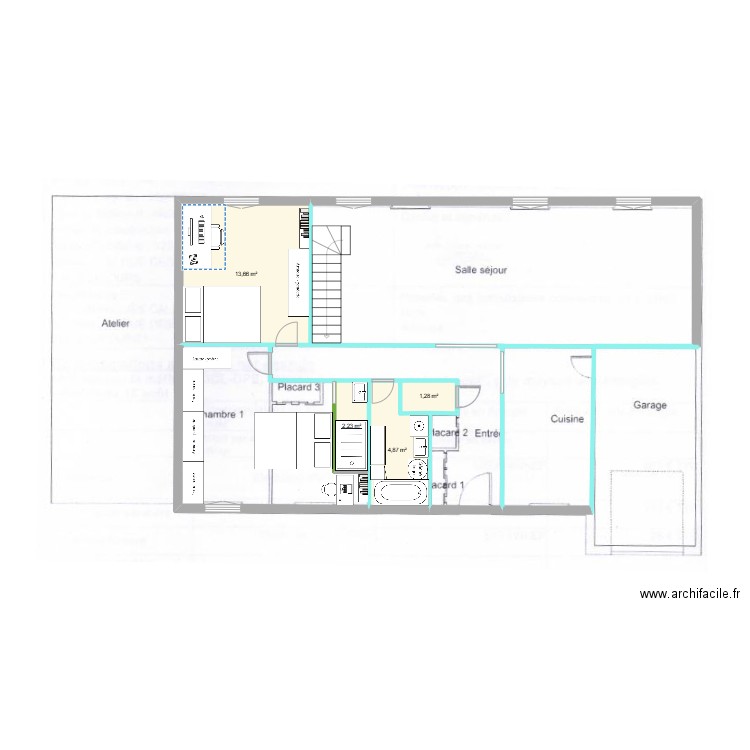 RdC - Variante 3. Plan de 4 pièces et 22 m2