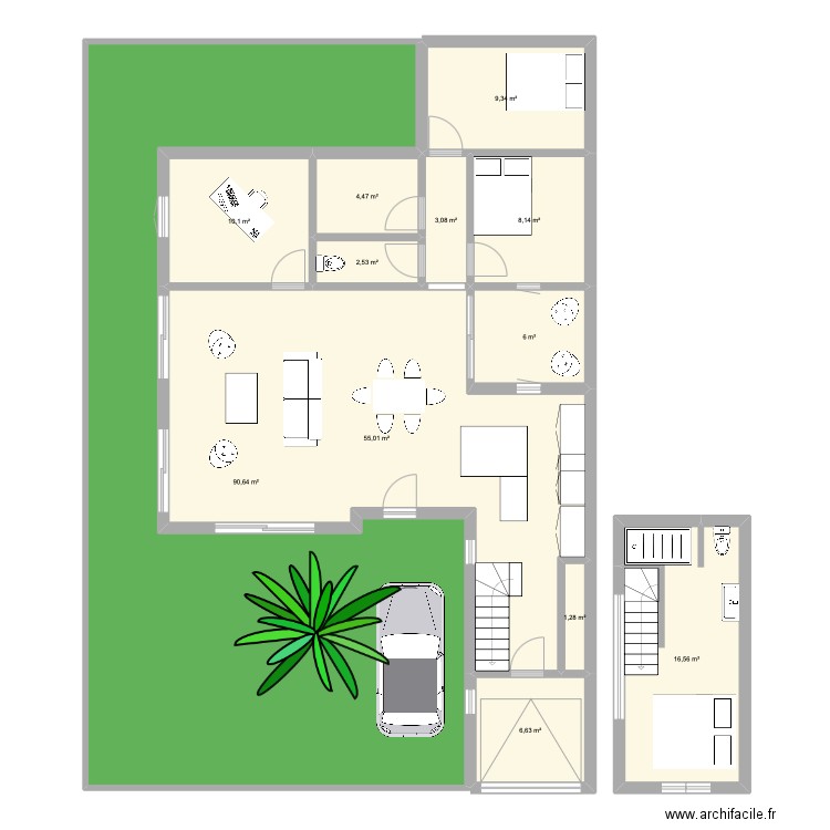 maison LANESTER. Plan de 12 pièces et 214 m2