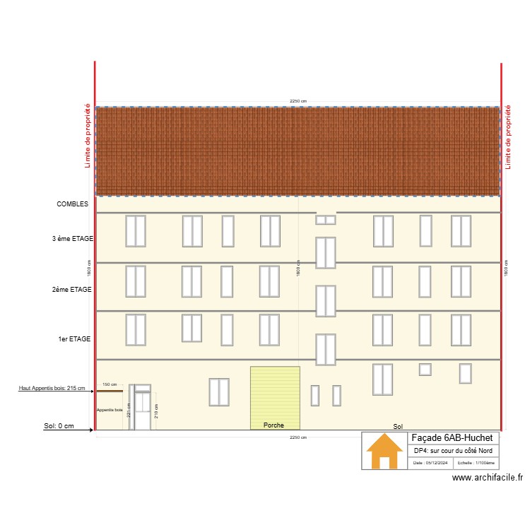 Façade Cour 6AB-Huchet. Plan de 0 pièce et 0 m2