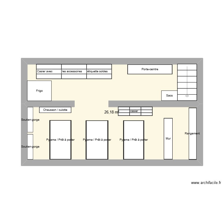 Reserve Etam. Plan de 1 pièce et 26 m2